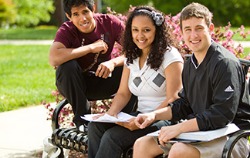 Students sitting on a bench