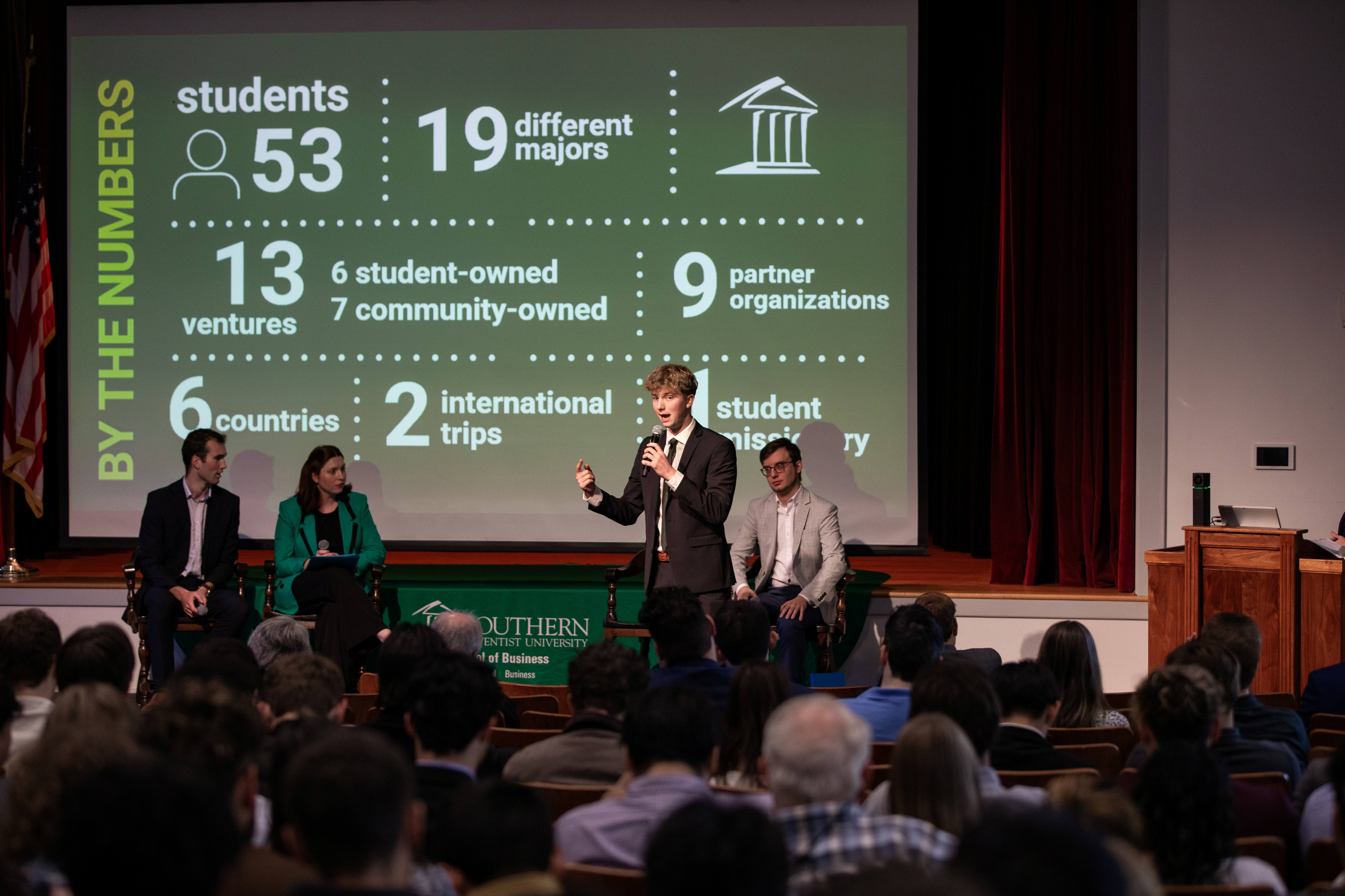 A person chatting and eating