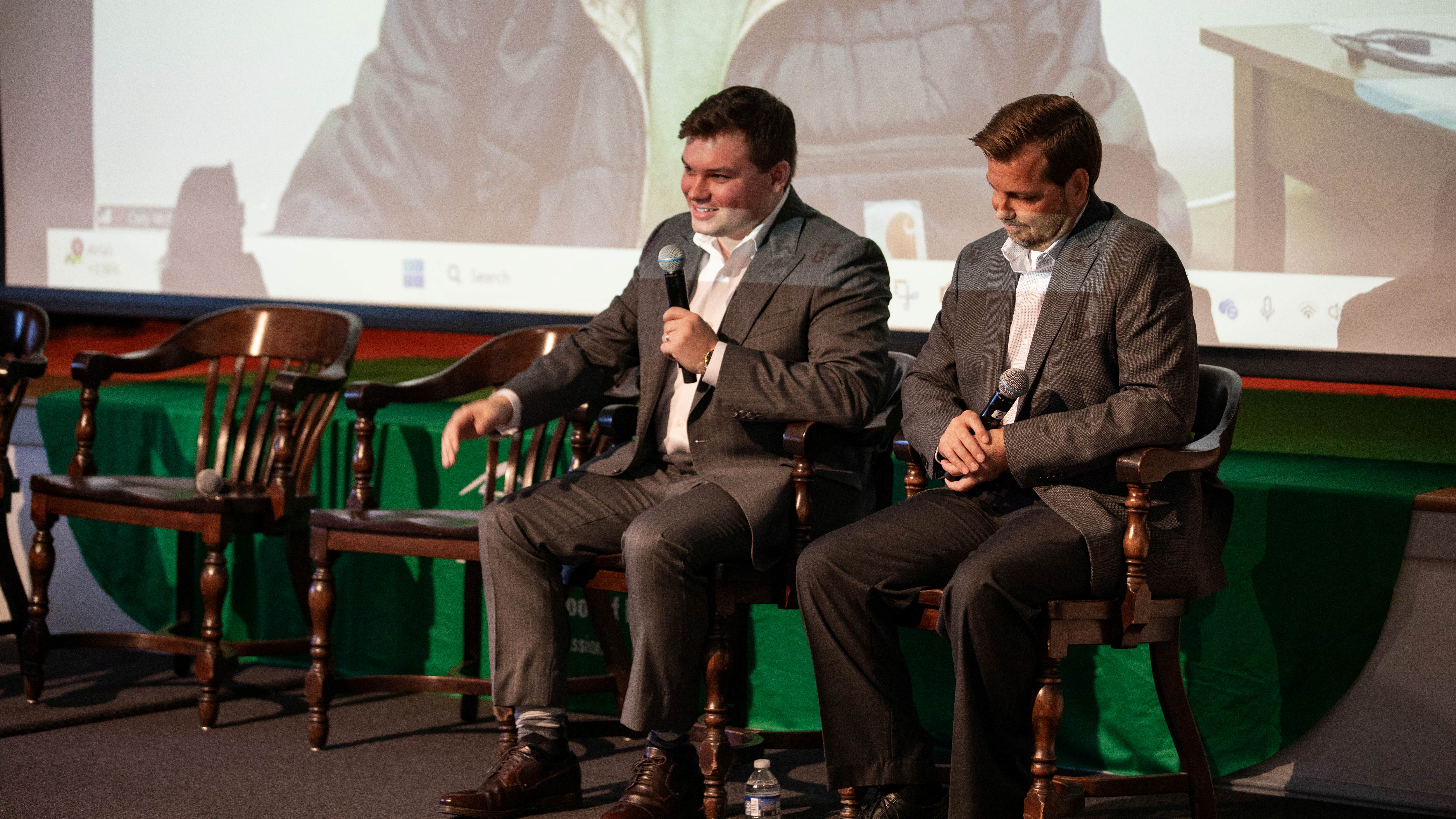 A person eating and listening