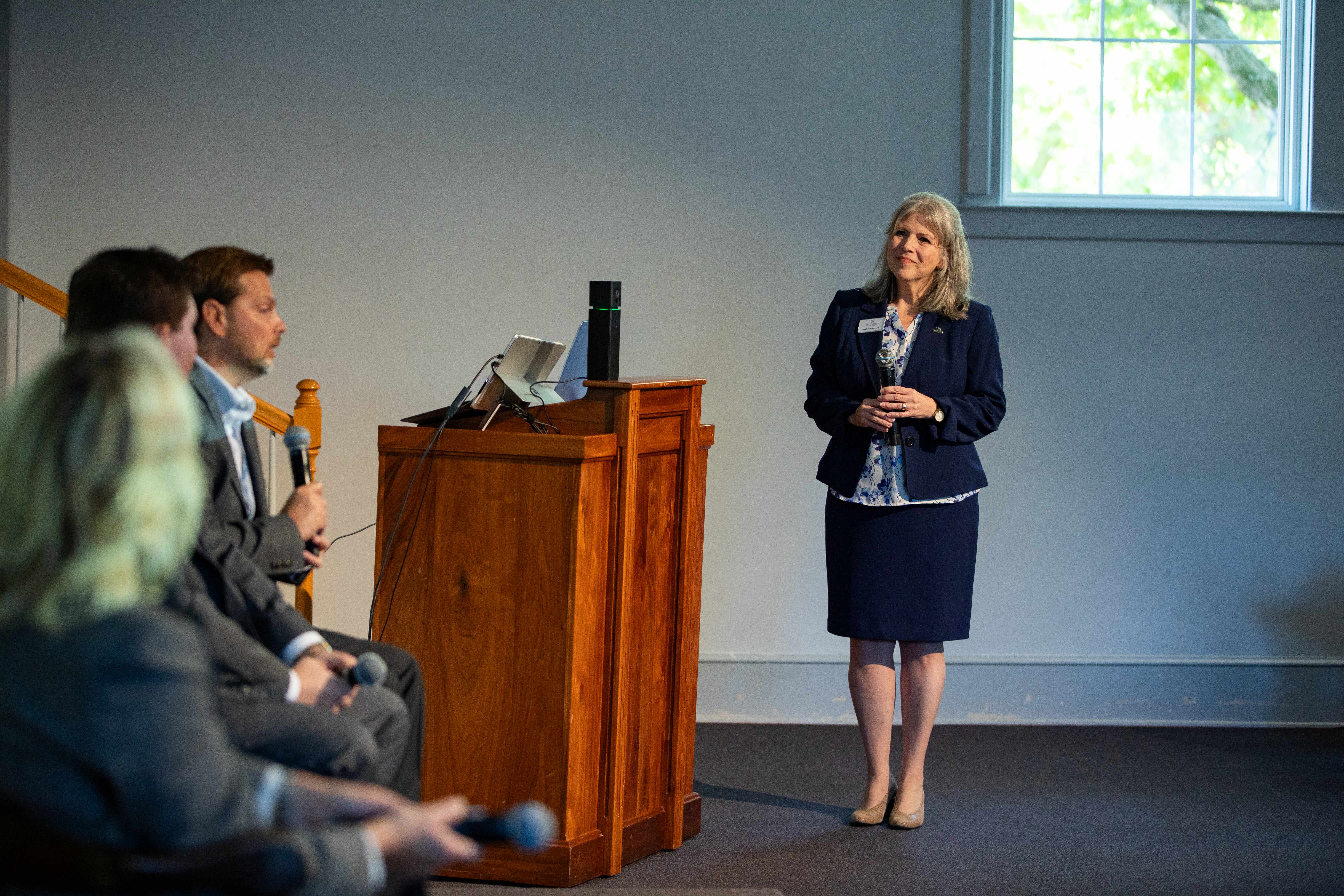 Everyone sitting and eating