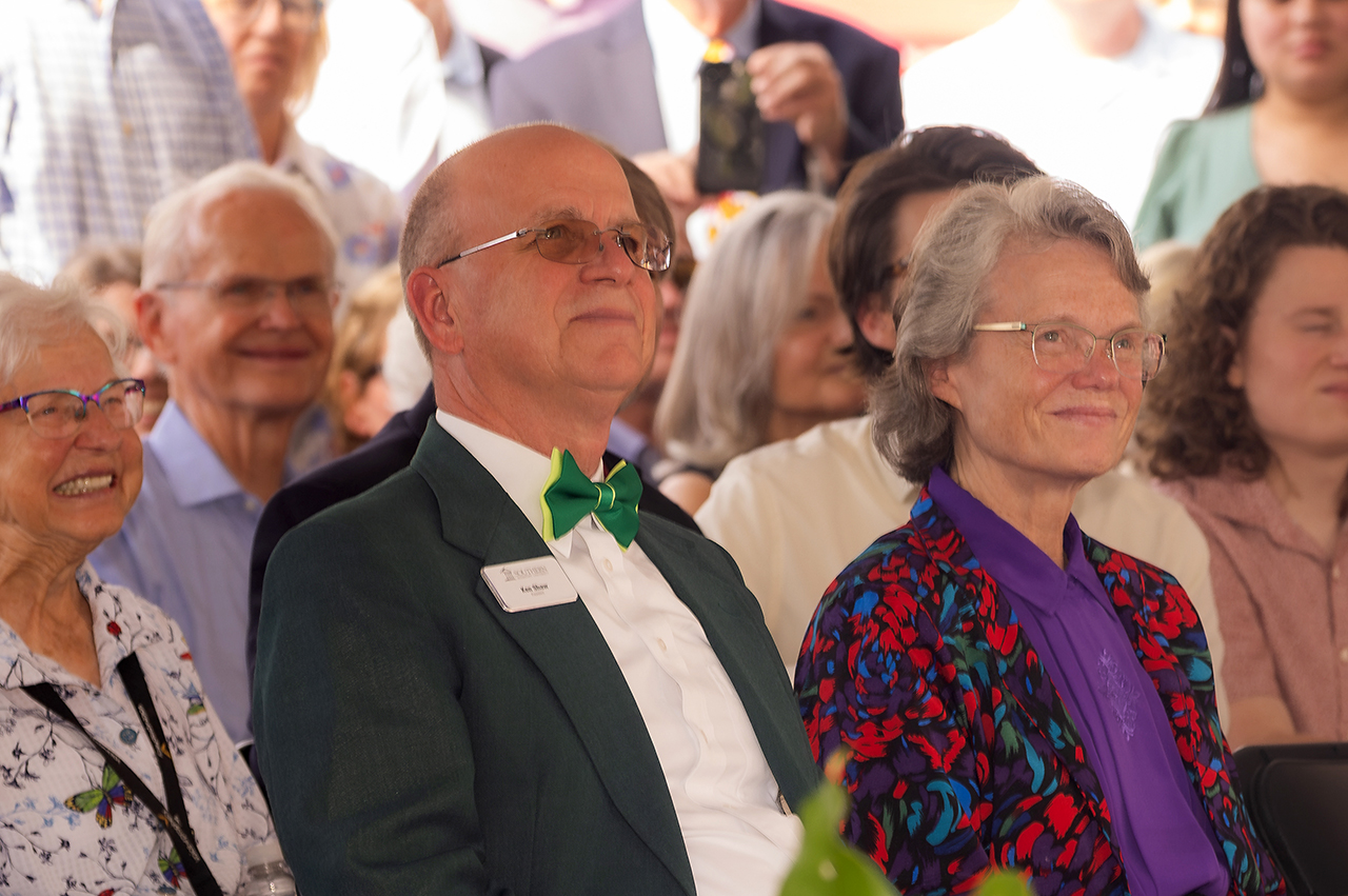 Southern adventist University President Ken Shaw listens during the Ruth McKee School of Business grand opening.