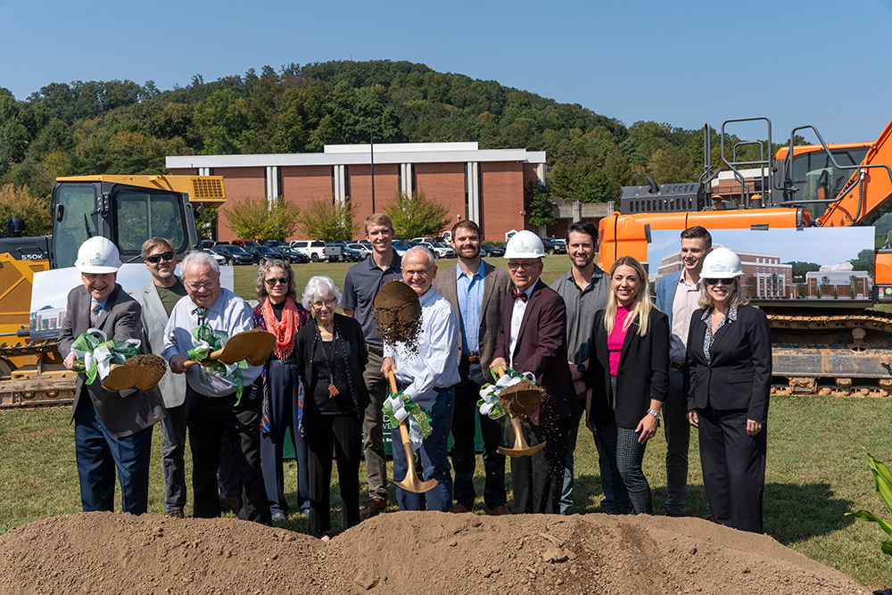 A group of people at groundbreaking area