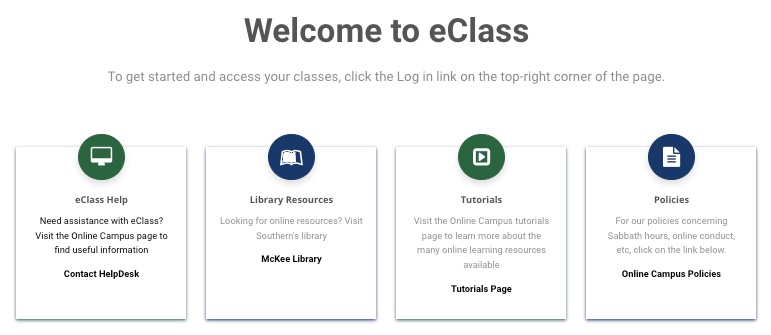 screenshot of eClass
