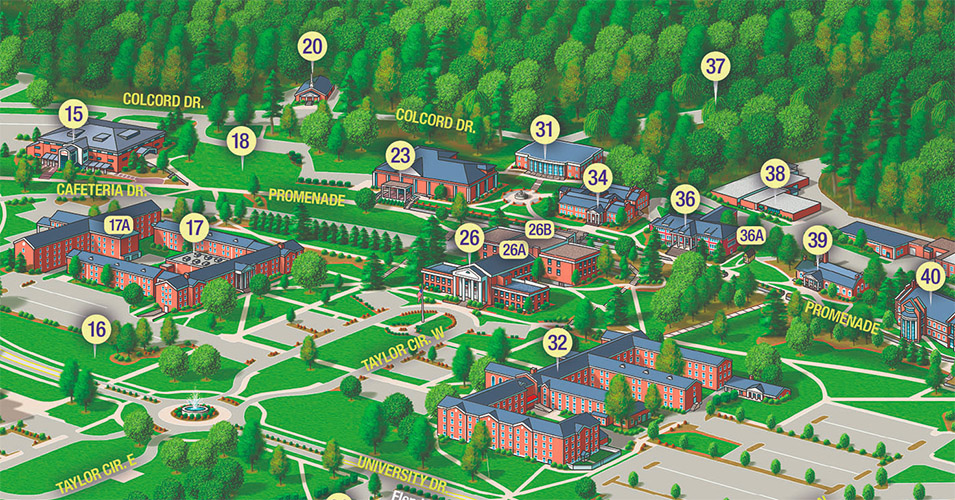 Illustrated Map of Southern Adventist University's Campus