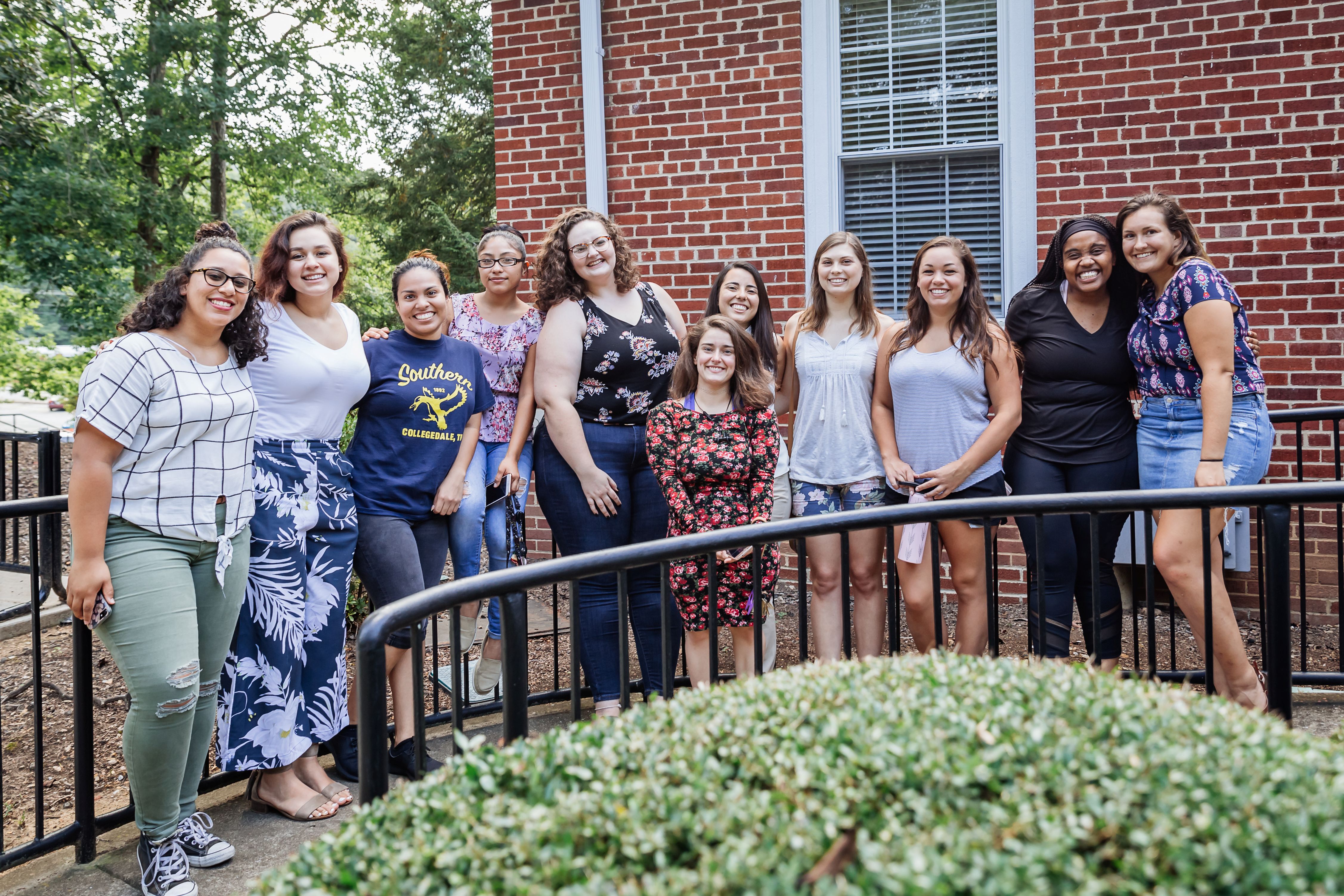 Social Work students outside at Daniells Hall