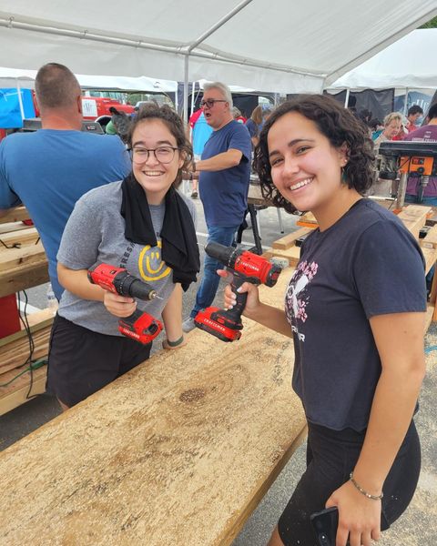 Students working during Christian Service Day