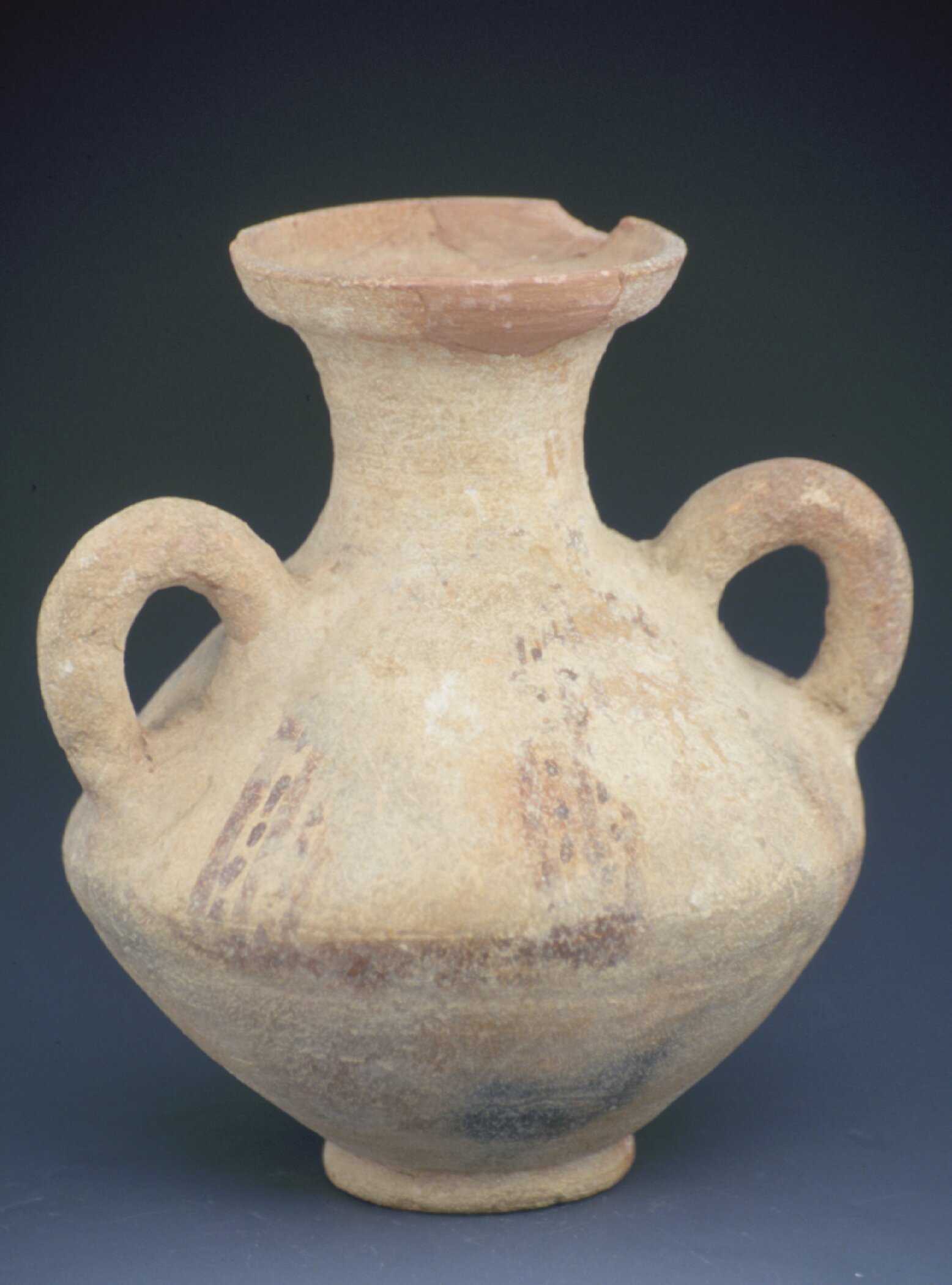 Amphora painted red with two handles