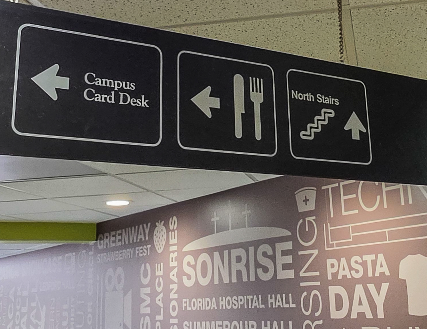 Dining Hall directions sign