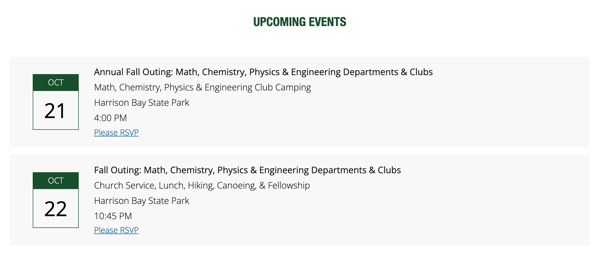 C28 Upcoming events