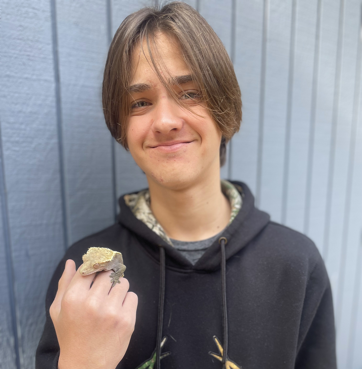 Jack, Jessica Spears' 15-year old son, and his bearded dragon are pictured here