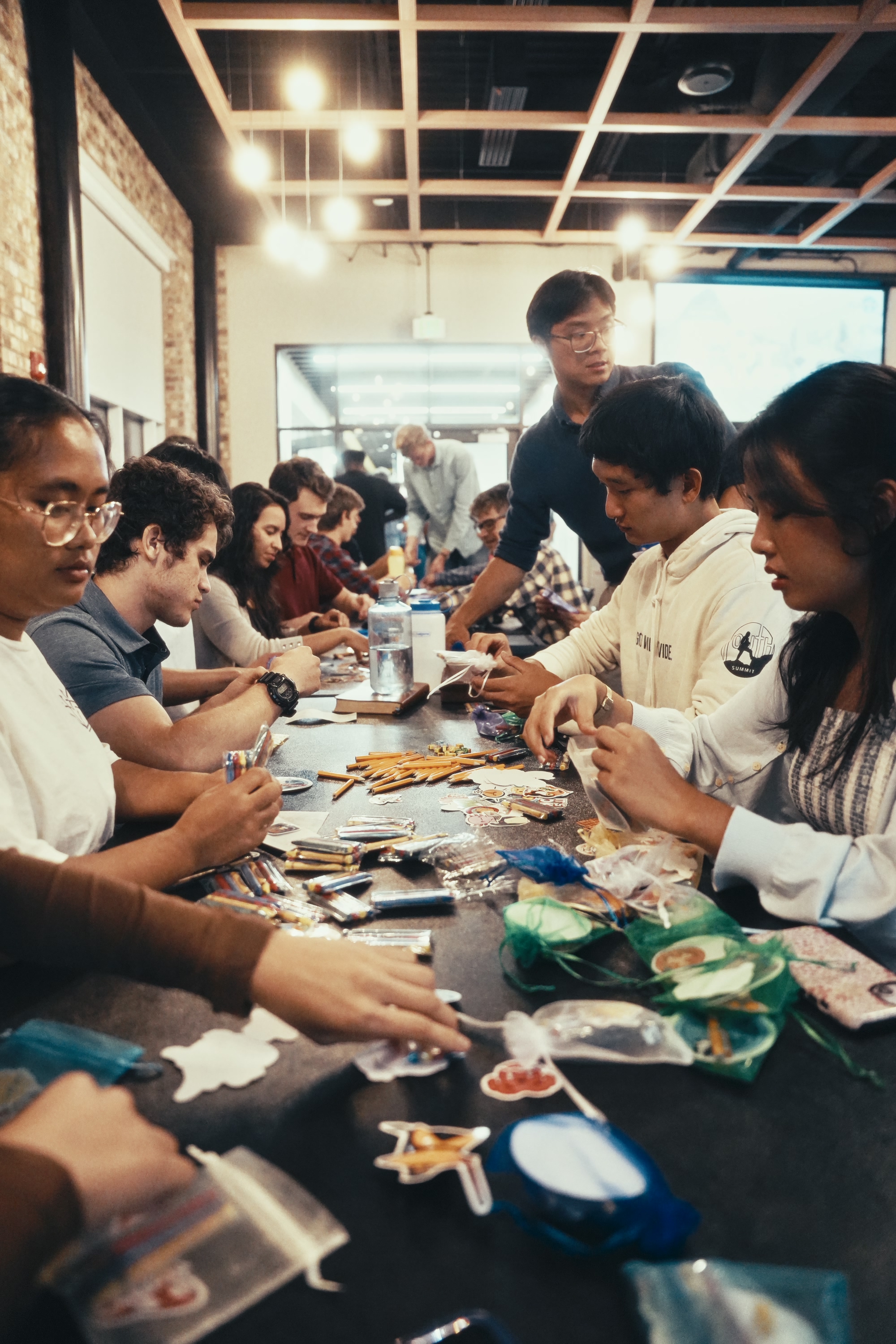 students packing bags