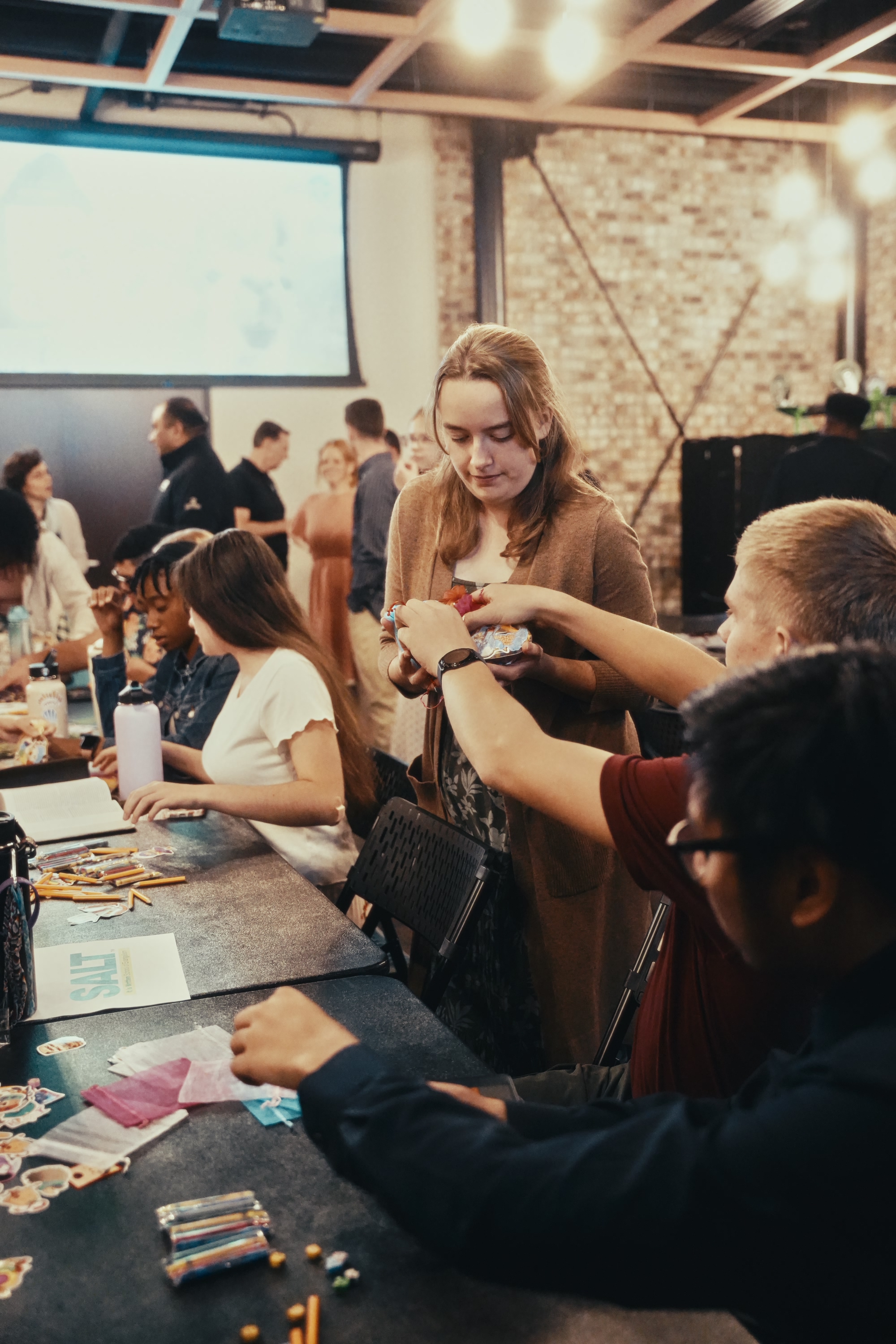 students packing bags
