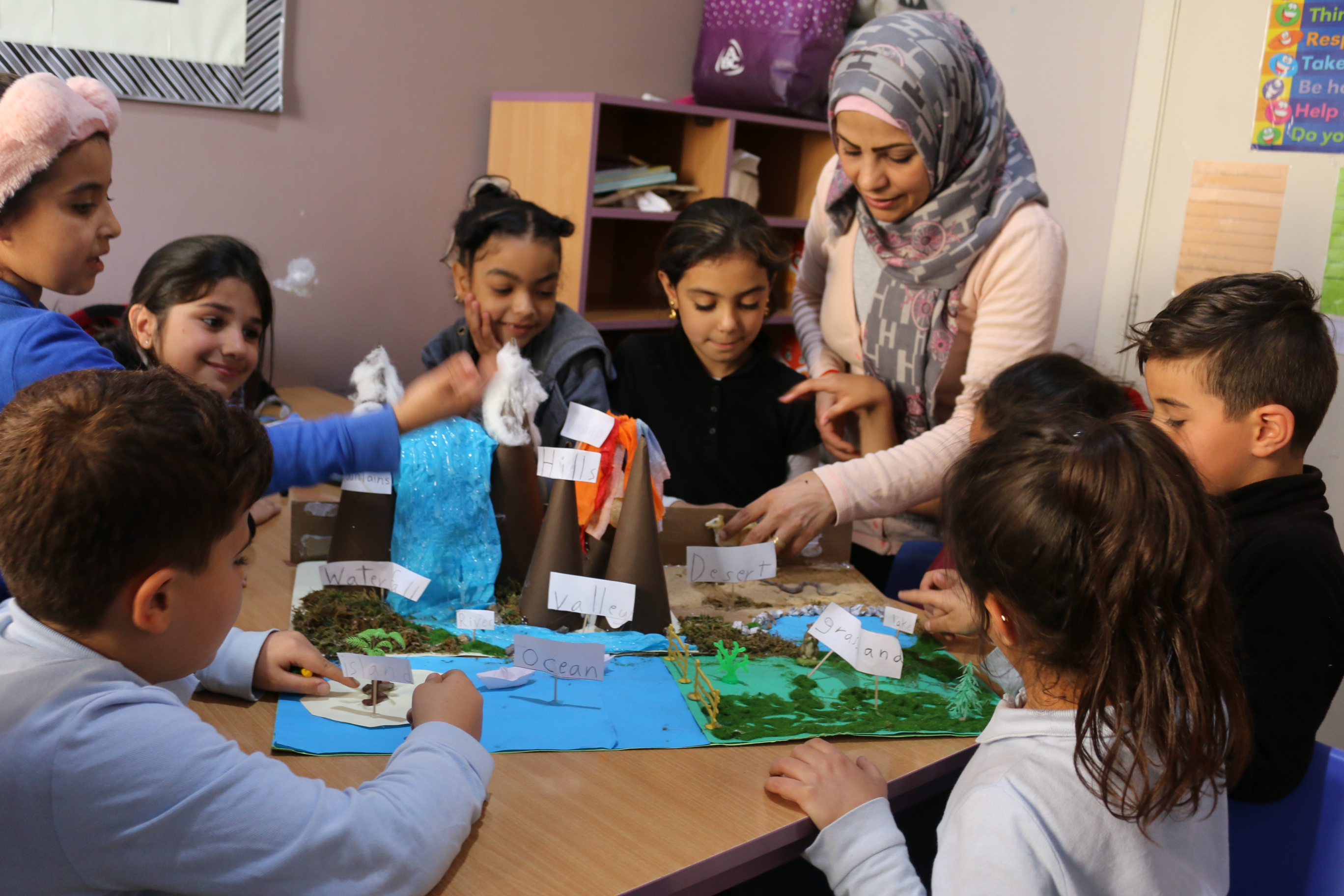 a classroom working together on a project