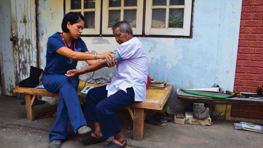 a nurse caring for someone