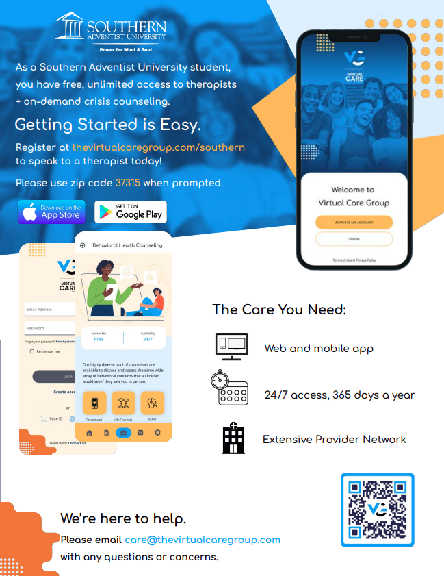 Brochure with information about how to sign up for the Virtual Care app