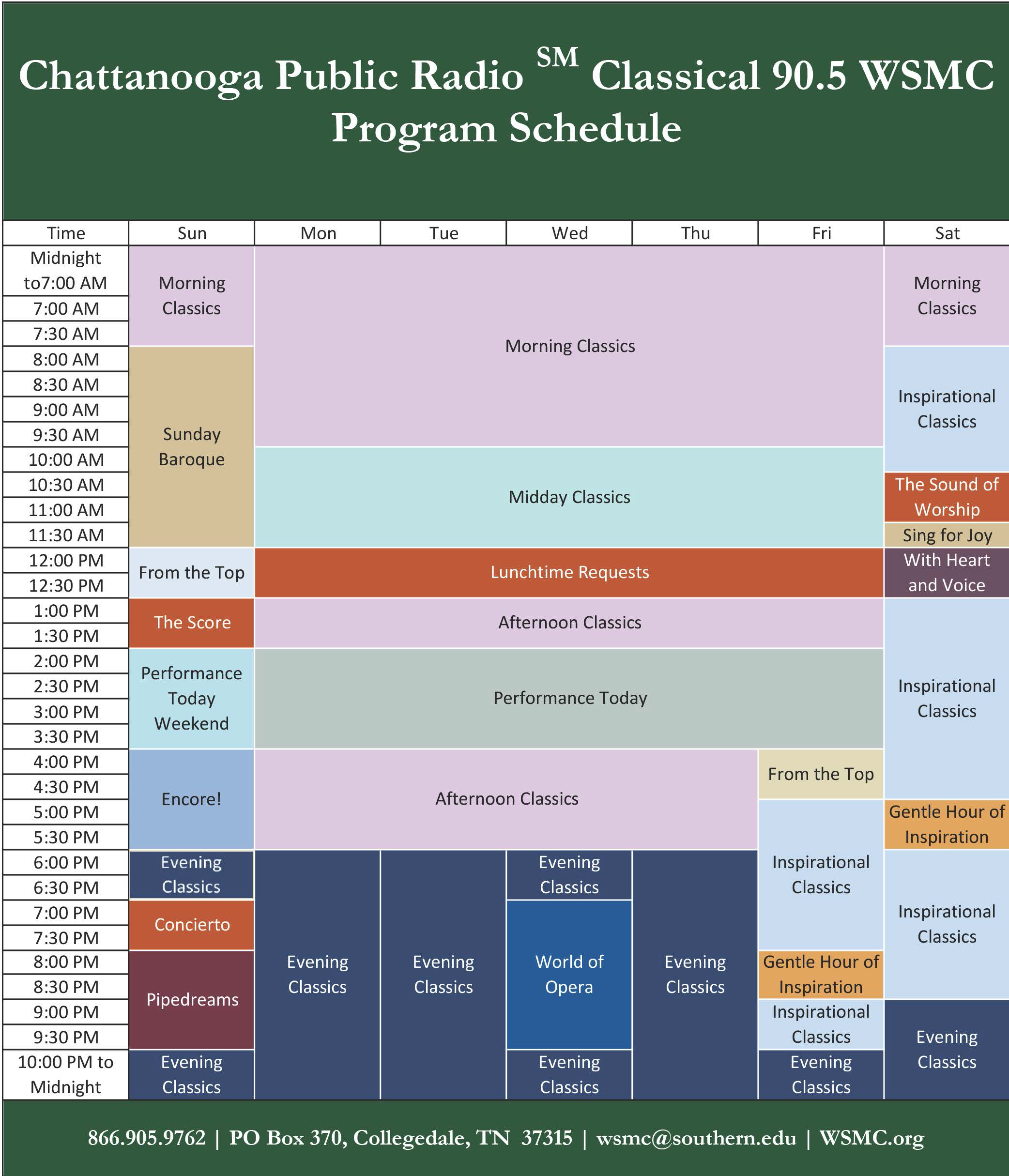 Program Schedule Southern Adventist University