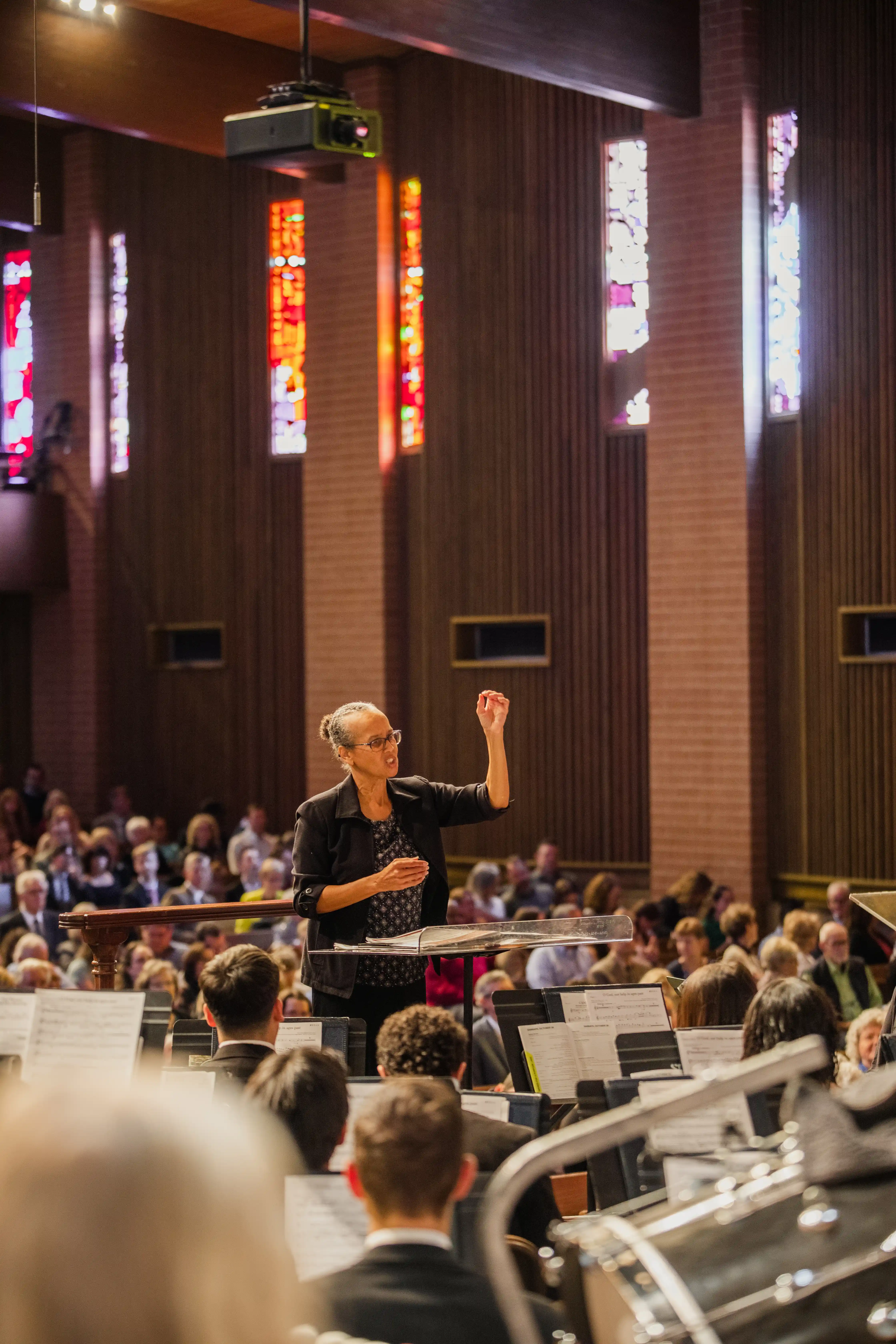 A music conductor conducting