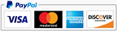 PayPal Logo, Visa Logo, MasterCard Logo, American Express Logo, Discover Logo