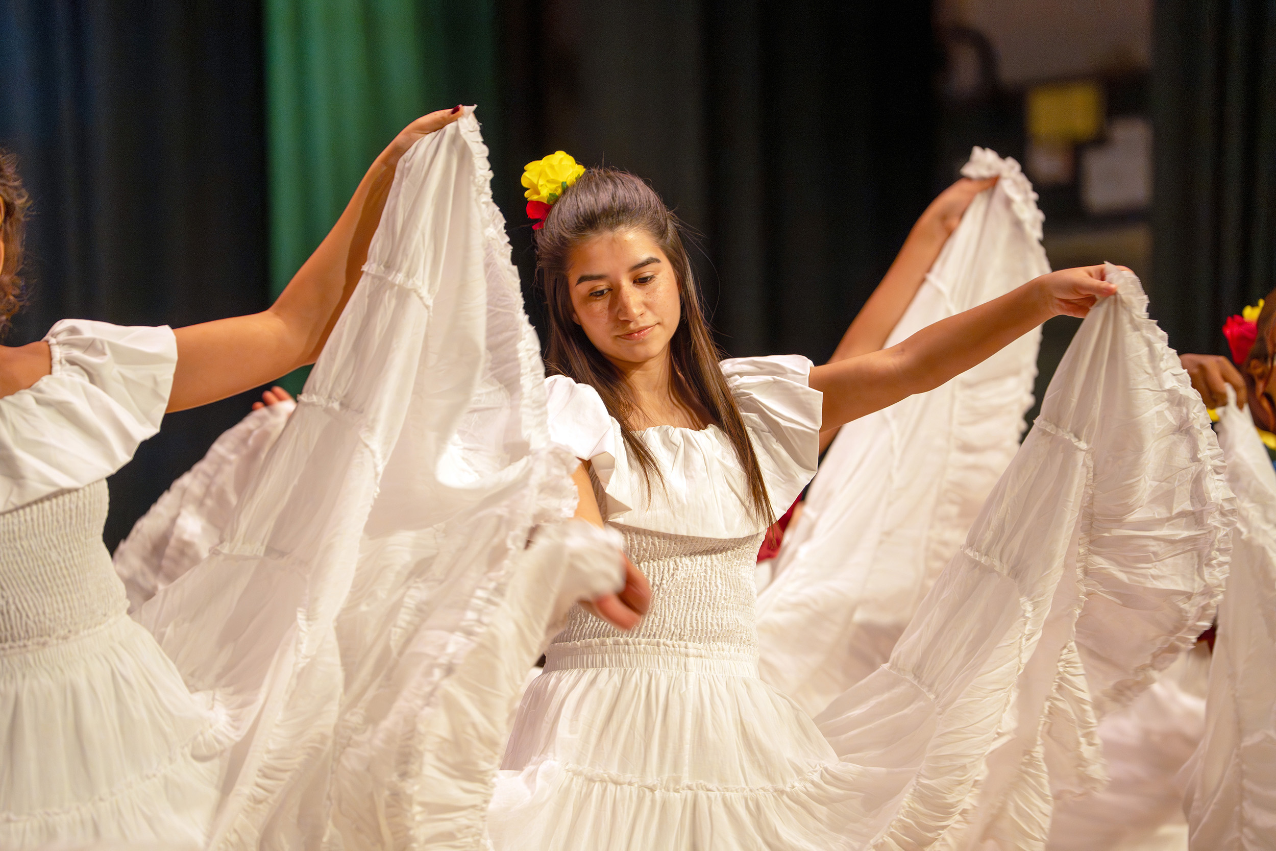 a girl swings her skirt at LAC Night