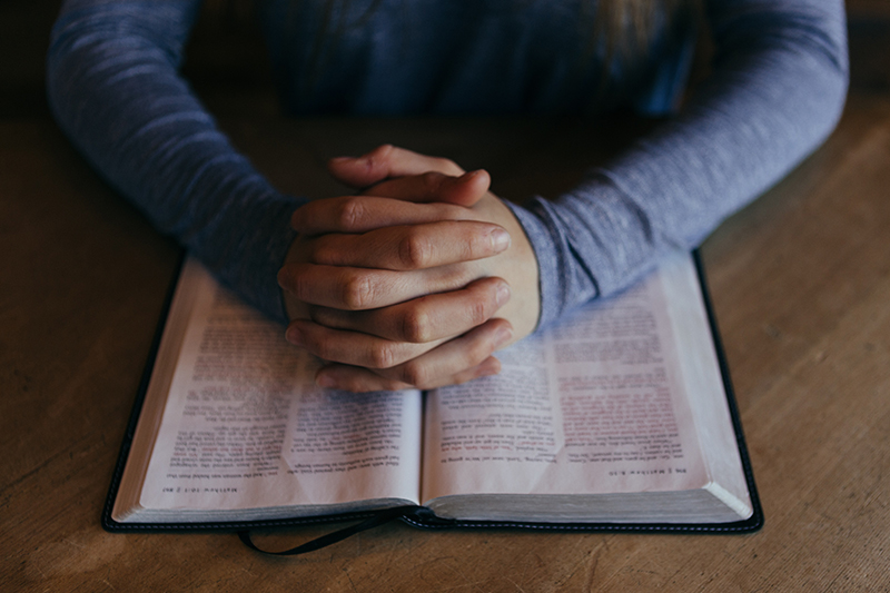 Person Praying With Bible