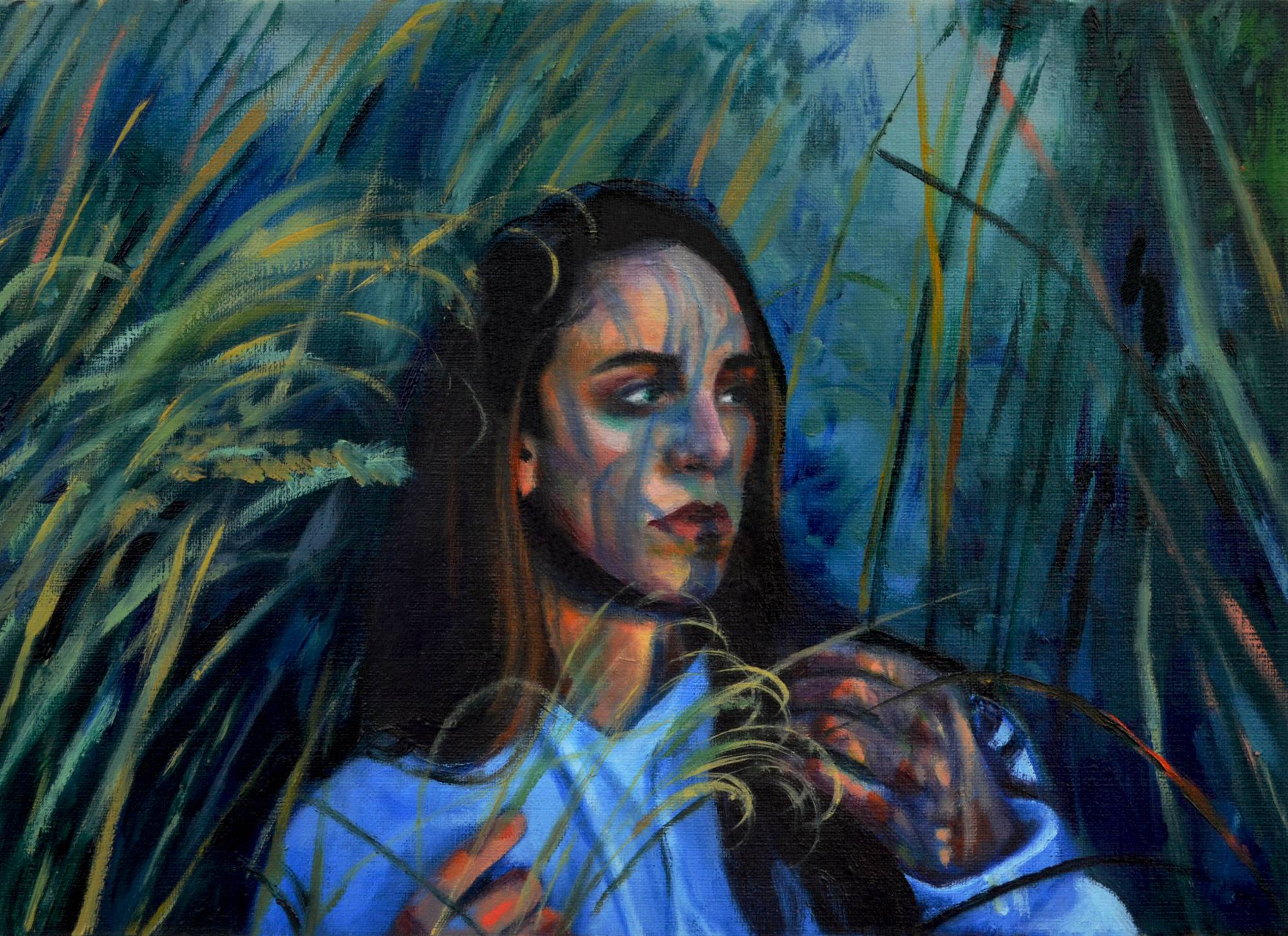 painting of girl in the field