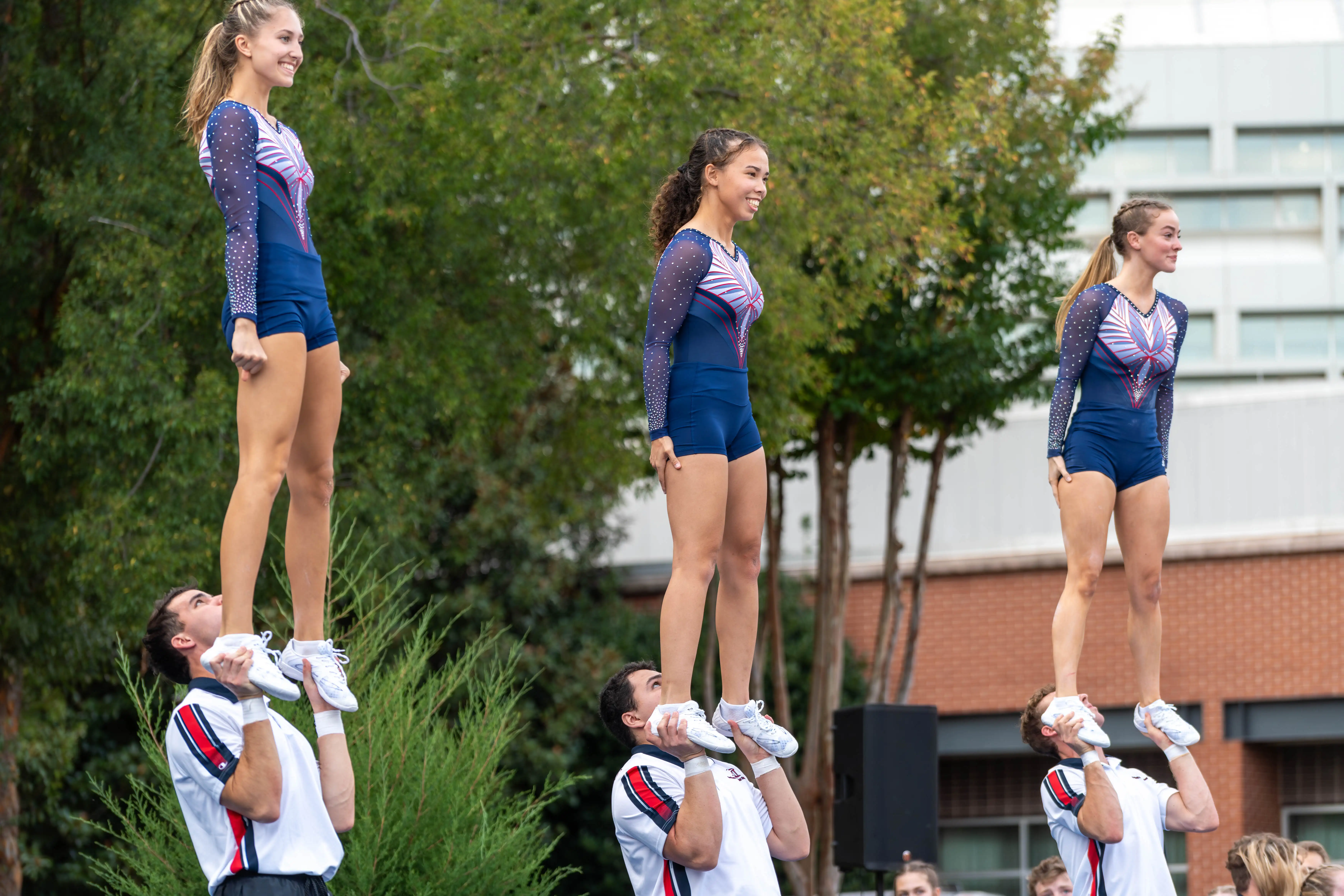 Gym-Masters performing for guests outside of The Chattanoogan Hotel