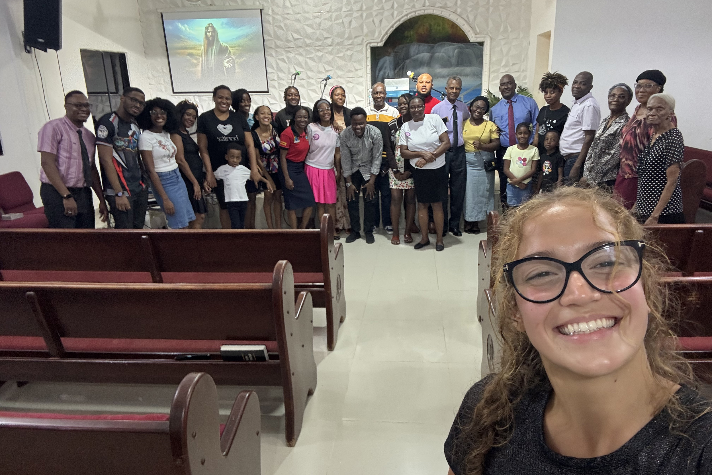 Carola Rizzo, sophomore health science major, smiles for a photo during the evangelistic series in the Dominican Republic.
